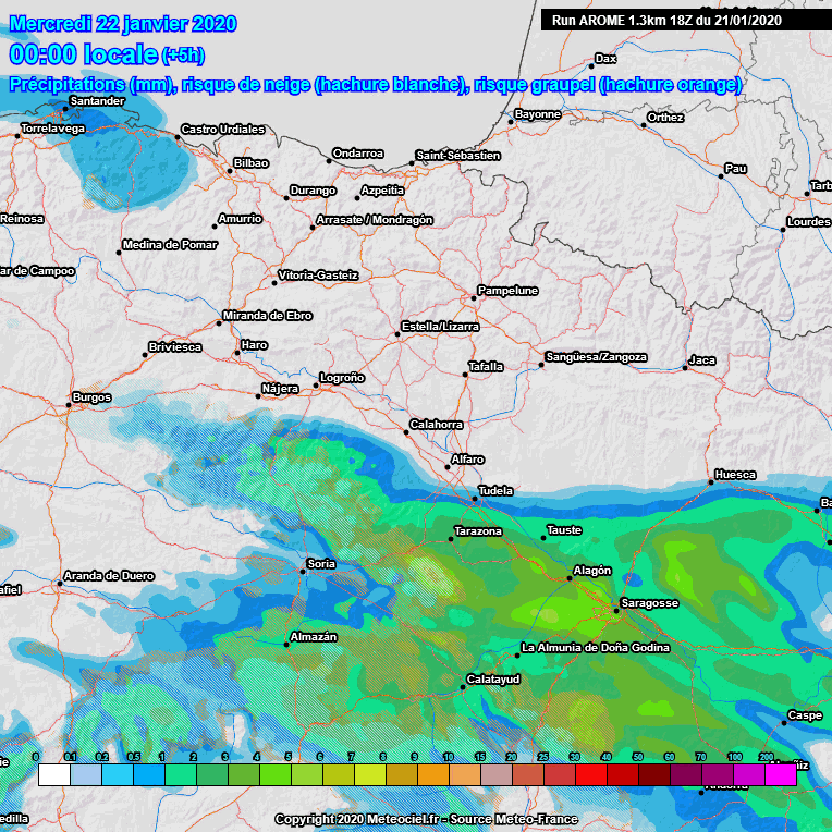 Animación Precipitación modelo AROME. Meteosojuela La Rioja