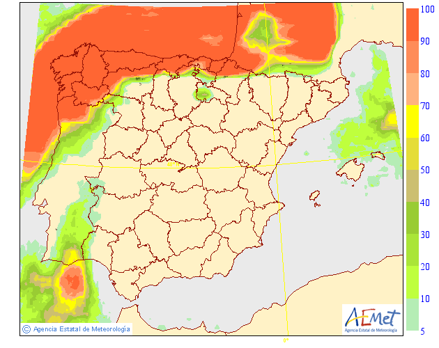 Probabilidad de Precipitación según AEMET. 03 Meteosojuela La Rioja