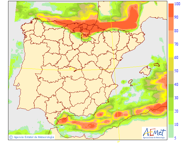 Probabilidad de Precipitación según AEMET. 04 Meteosojuela La Rioja