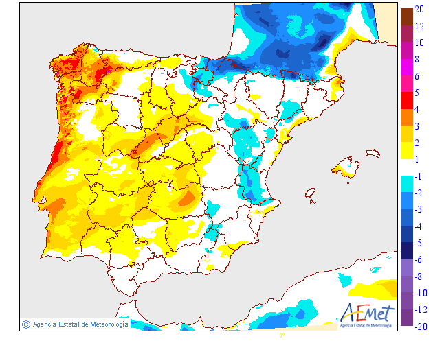 Variación de temperaturas máximas AEMET. 21 Meteosojuela