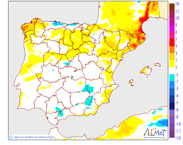 Variación de temperaturas máximas AEMET. 23 Meteosojuela
