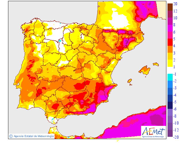 Variación de temperaturas máximas AEMET. 11 Meteosojuela