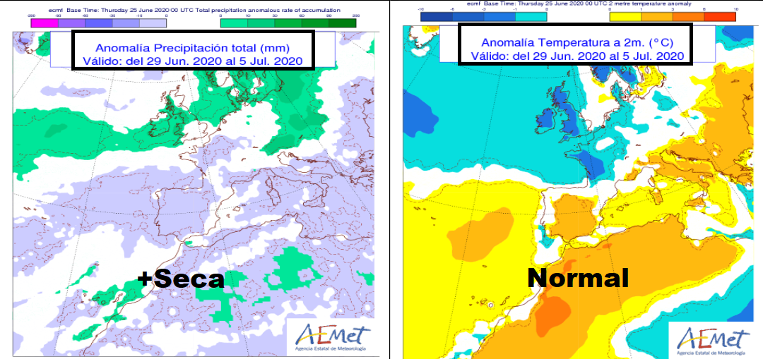 Anomalía de temperatura y precipitación AEMET. Meteosojuela