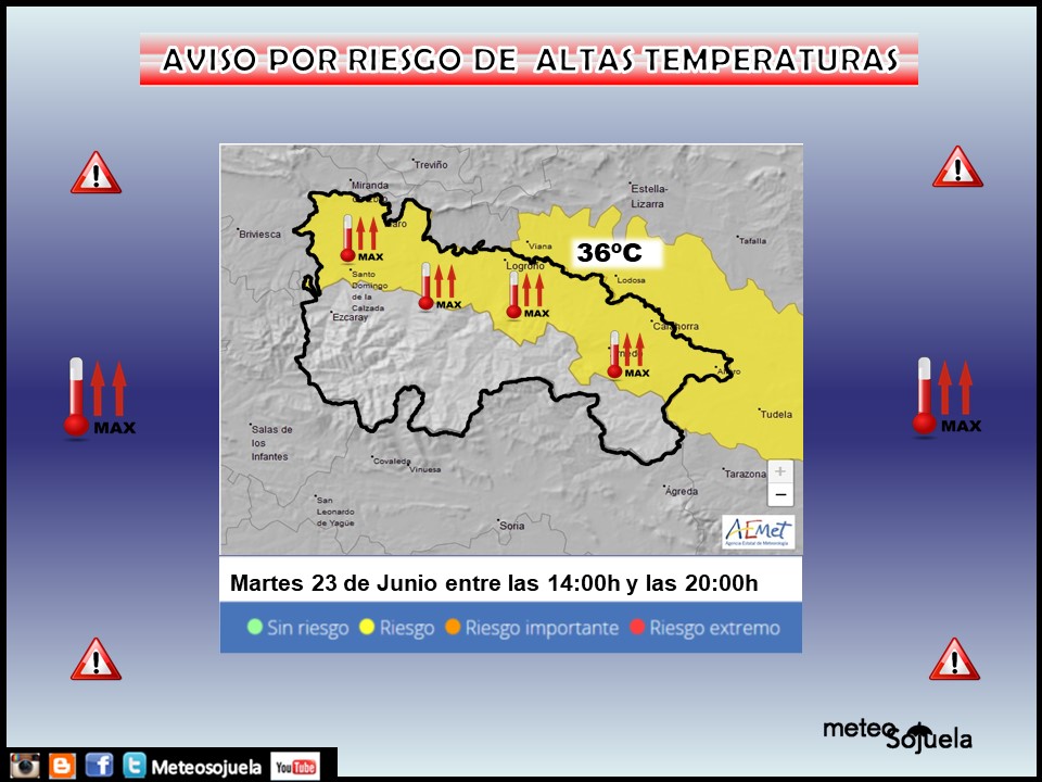 Aviso Amarillo por Altas Temperaturas. AEMET. Meteosojuela.