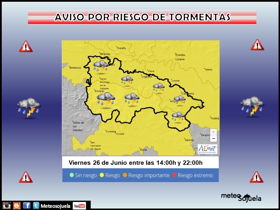 Aviso Amarillo por Tormentas. AEMET. Meteosojuela.