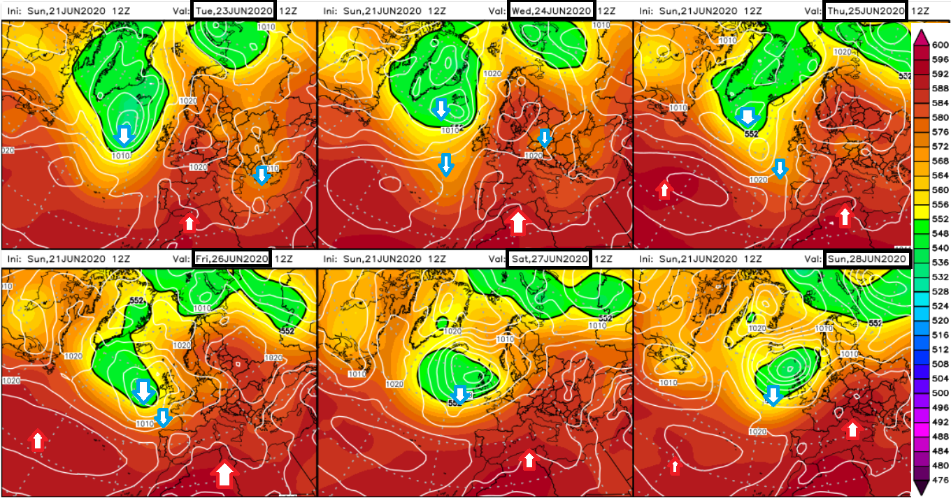 Modelos de predicción altura geopotencial 500hPa. Meteosojuela La Rioja