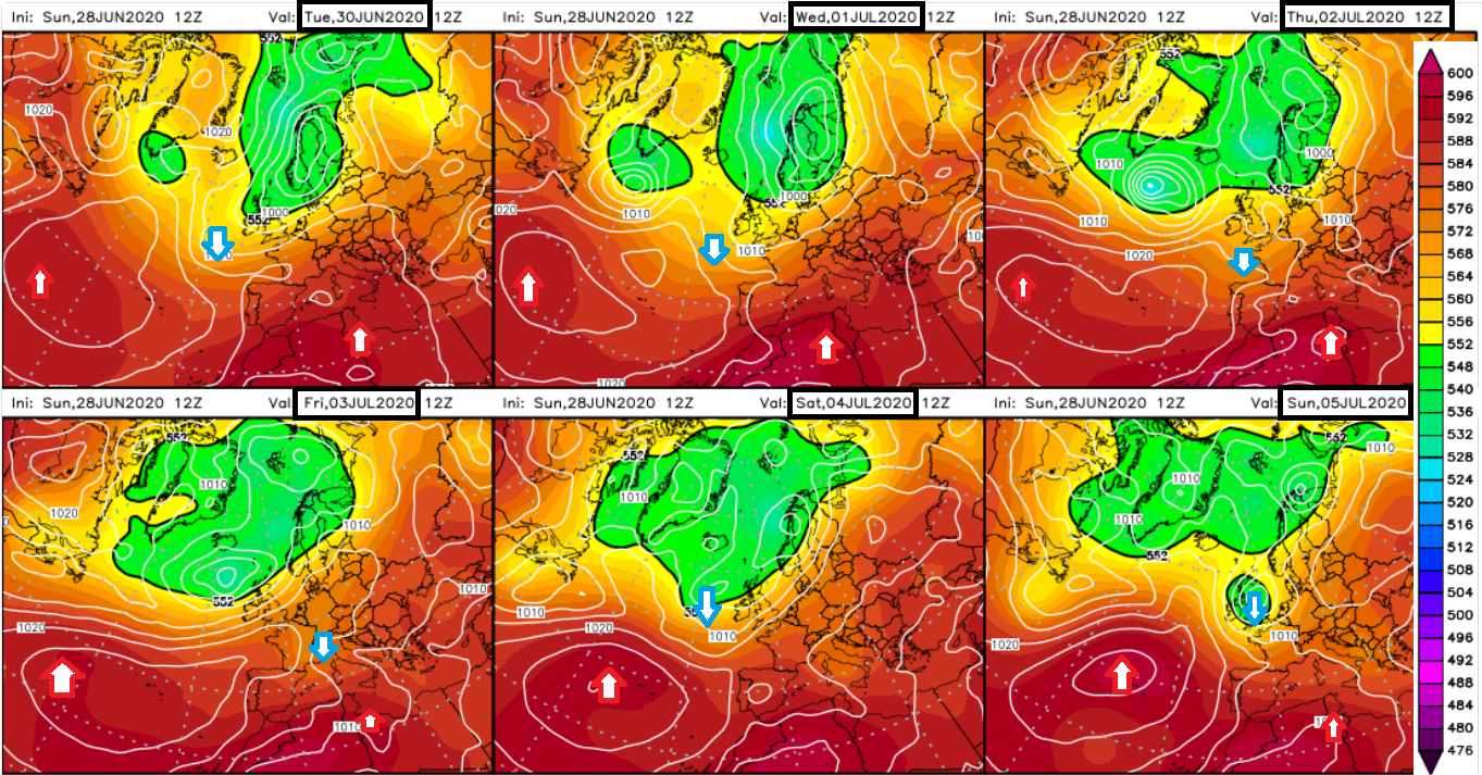 Modelos de predicción altura geopotencial 500hPa. Meteosojuela La Rioja