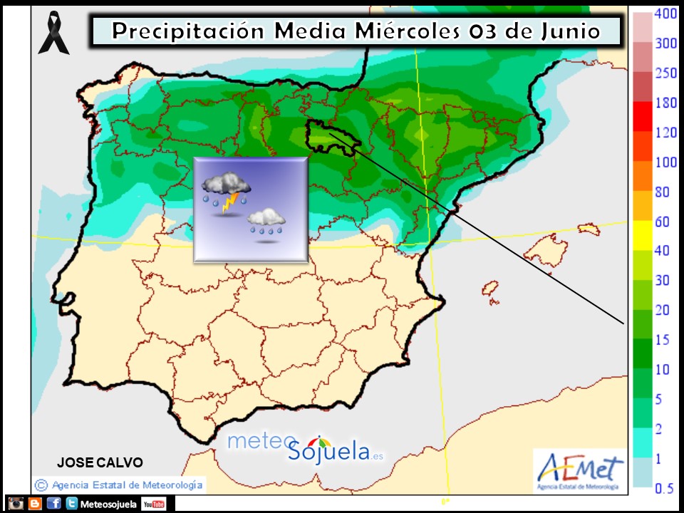 Precipitación Media según AEMET. Meteosojuela La Rioja