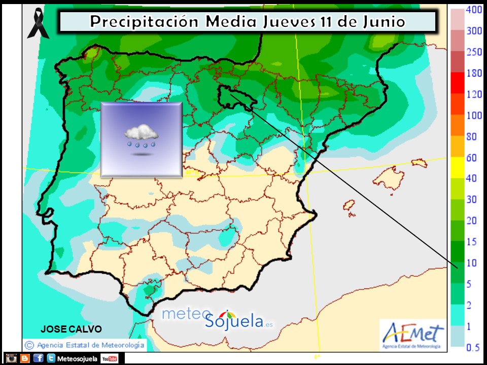 Precipitación Media según AEMET. Meteosojuela La Rioja