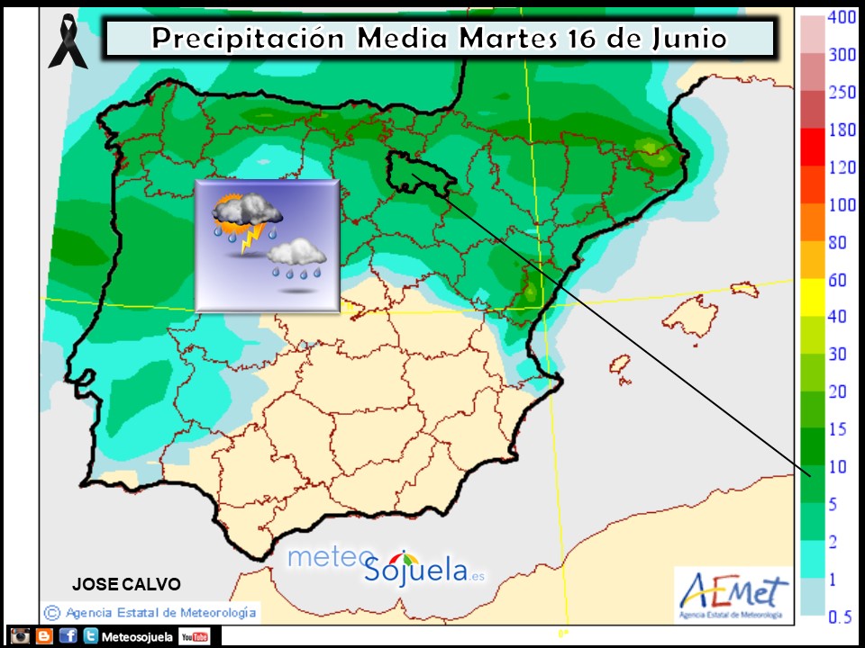 Precipitación Media según AEMET. Meteosojuela La Rioja