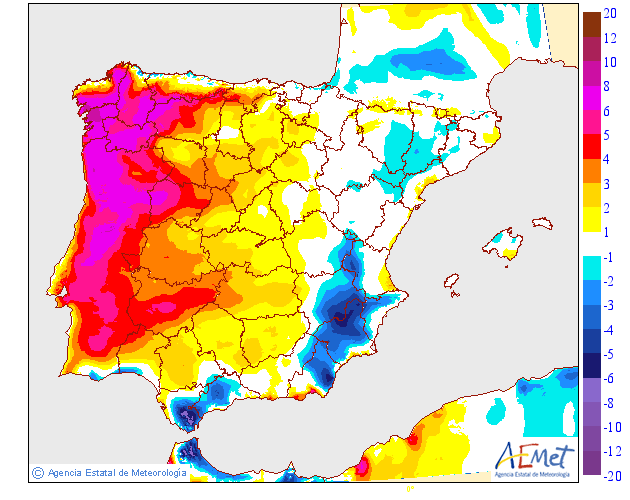 Variación de temperaturas máximas AEMET. 22 Meteosojuela