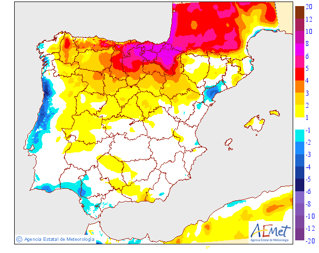 Variación de temperaturas máximas AEMET. 23 Meteosojuela