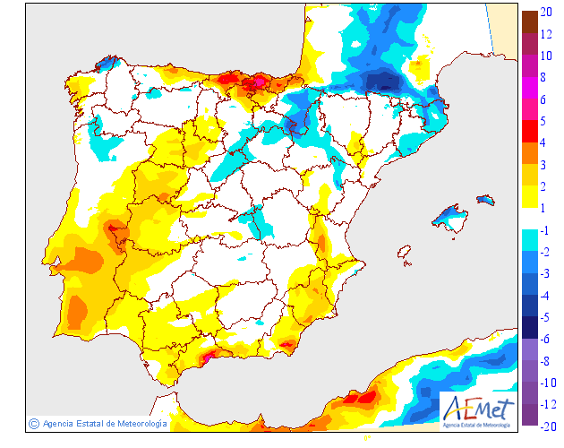 Variación de temperaturas máximas AEMET. 27 Meteosojuela
