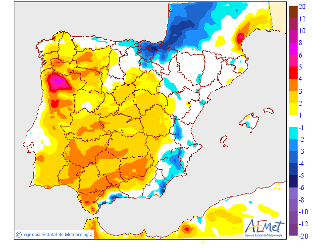 Variación de temperaturas máximas AEMET. 28 Meteosojuela