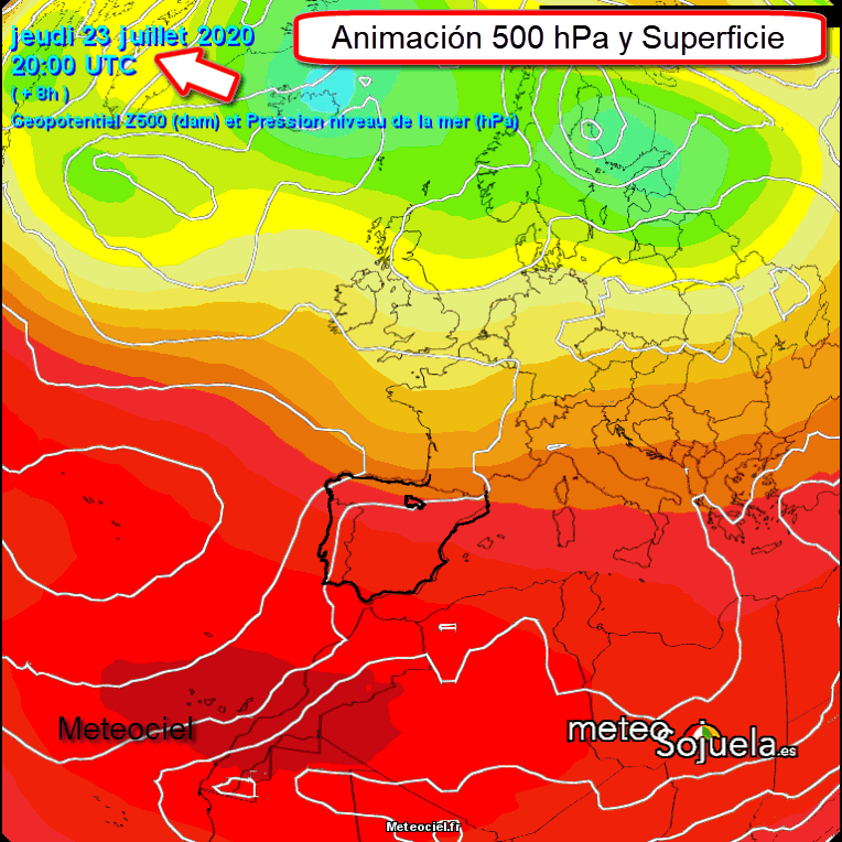 Animación Masas de aire 500hPa y Superficie. Meteosojuela