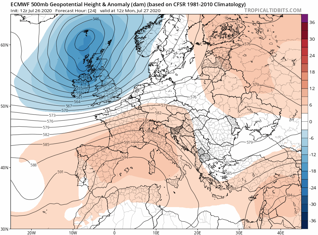 Animación Modelos de Altura de Geopotencial a 500hPa GFS Europa. Meteosojuela La Rioja