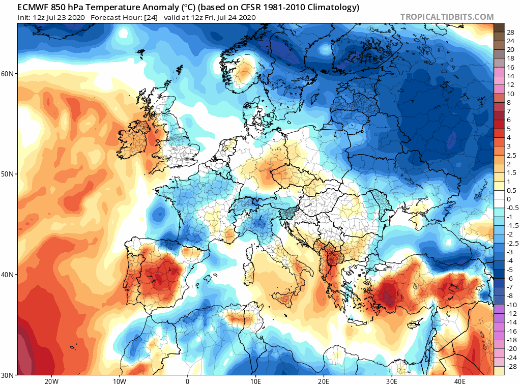 Animación de anomalías de temperaturas 850hPa .Meteosojuela La Rioja