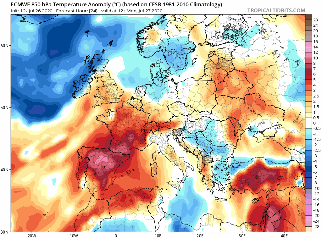 Animación de anomalías de temperaturas 850hPa .Meteosojuela La Rioja