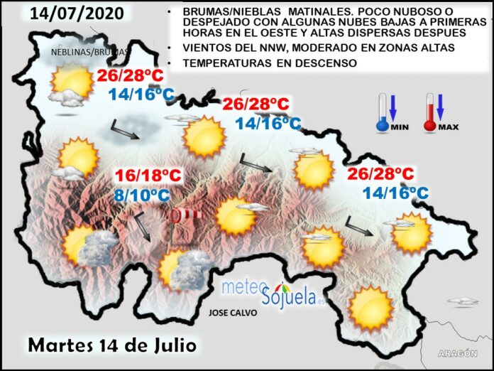 Mapa tiempo La Rioja. Meteosojuela