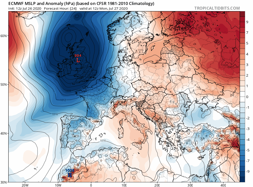 Modelos de centros de presión en Superficie ECMWF. Meteosojuela La Rioja