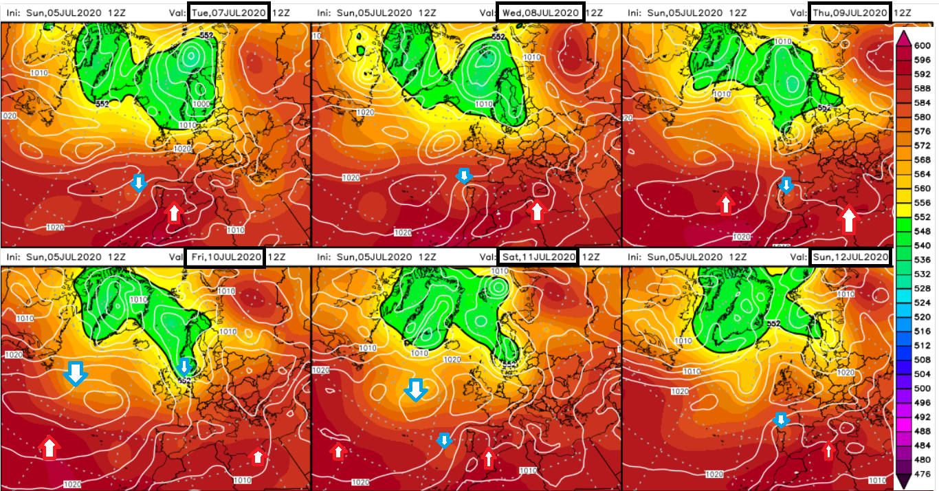 Modelos de predicción altura geopotencial 500hPa. Meteosojuela La Rioja