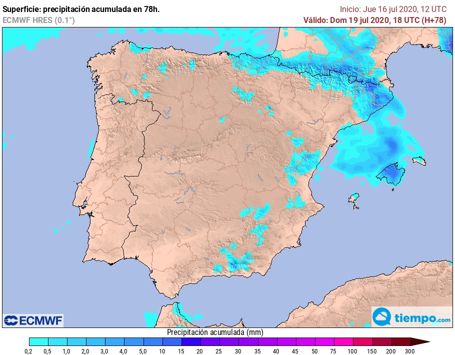Precipitación acumulada ECMWF. Meteosojuela