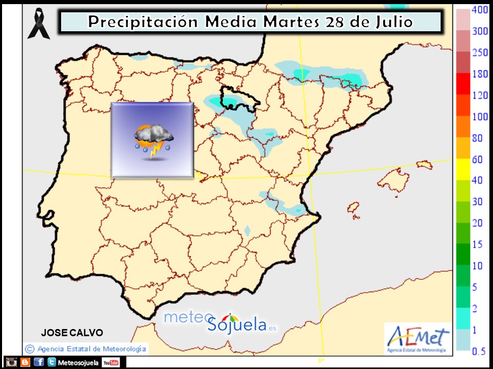 Probabilidad de precipitación según AEMET. Meteosojuela La Rioja