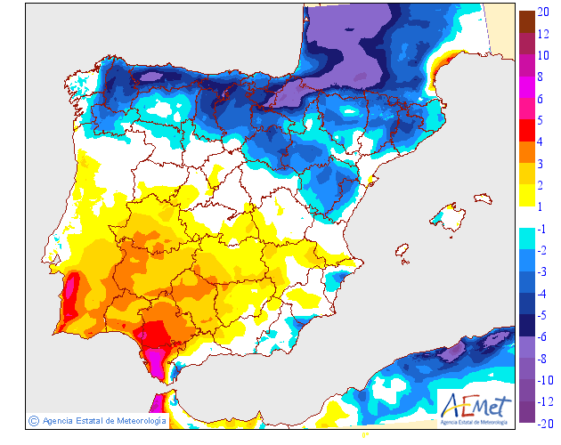 Variación de temperaturas máximas AEMET. 10 Meteosojuela
