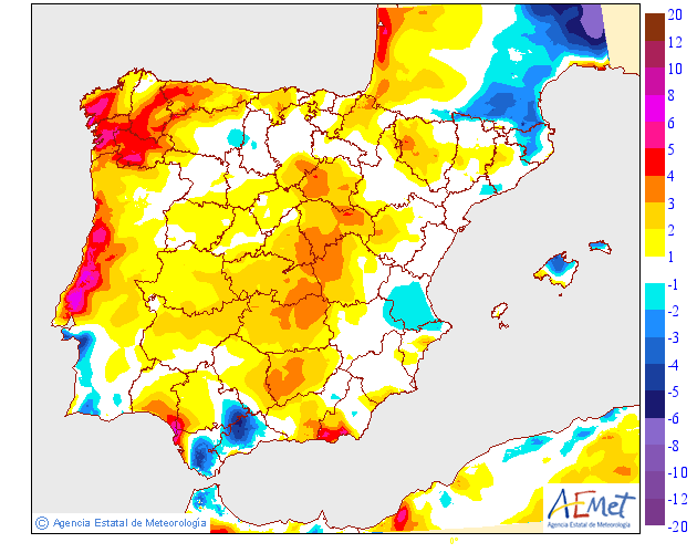 Variación de temperaturas máximas AEMET. 11 Meteosojuela