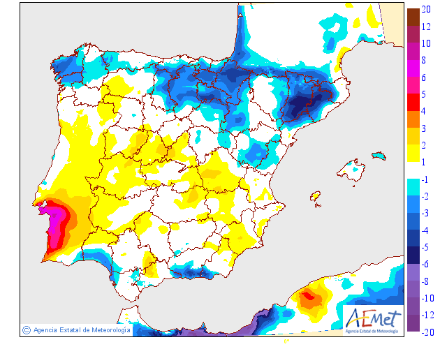 Variación de temperaturas máximas AEMET. 13 Meteosojuela