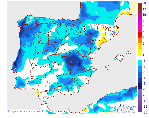 Variación de temperaturas máximas AEMET. 14 Meteosojuela