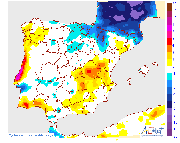 Variación de temperaturas máximas AEMET. 15 Meteosojuela