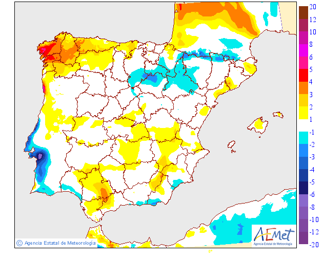 Variación de temperaturas máximas AEMET. 17 Meteosojuela