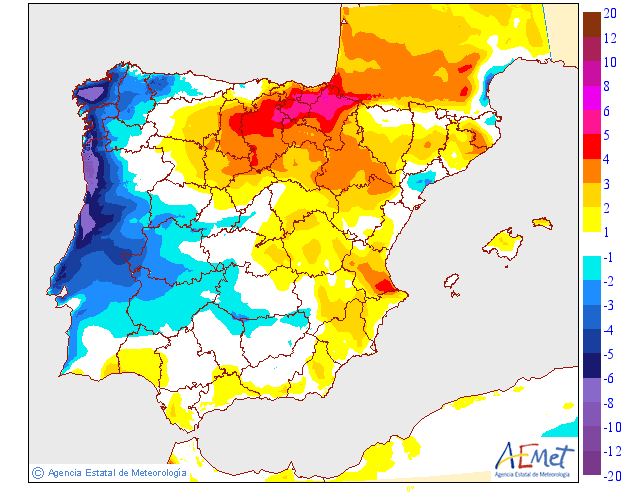 Variación de temperaturas máximas AEMET. 19 Meteosojuela