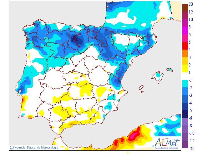 Variación de temperaturas máximas AEMET. 24 Meteosojuela
