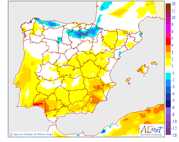 Variación de temperaturas máximas AEMET. 26 Meteosojuela