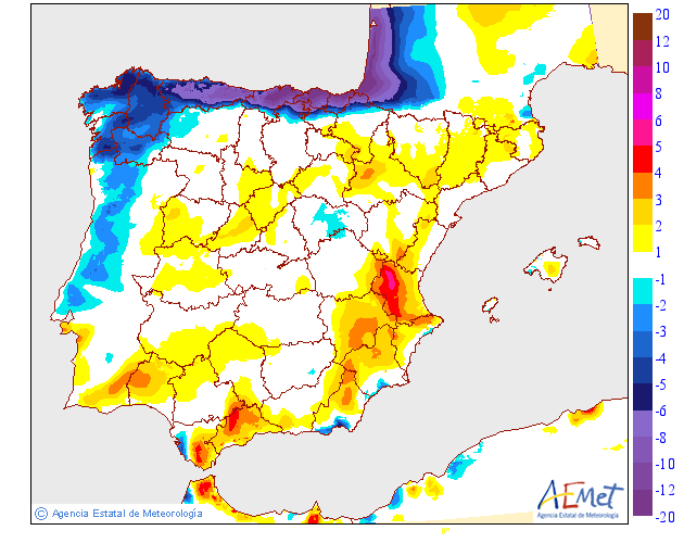 Variación de temperaturas máximas AEMET. 31 Meteosojuela