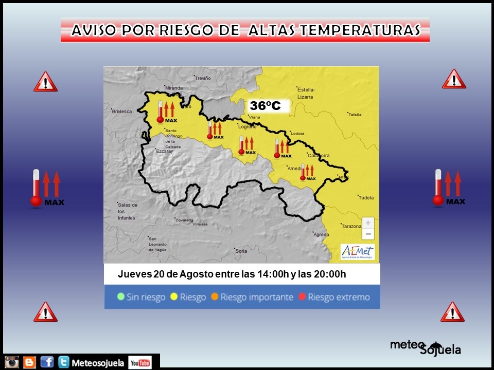 Aviso Amarillo por Altas Temperaturas. AEMET. Meteosojuela