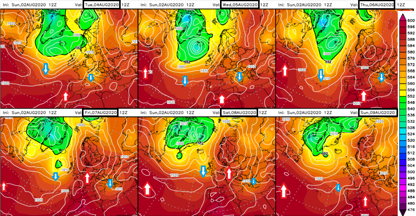 Modelos de predicción altura geopotencial 500hPa. Meteosojuela La Rioja
