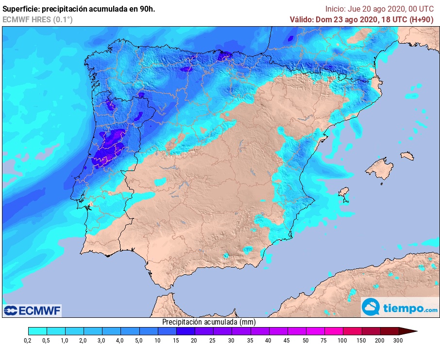 Precipitación acumulada ECMWF. Meteosojuela