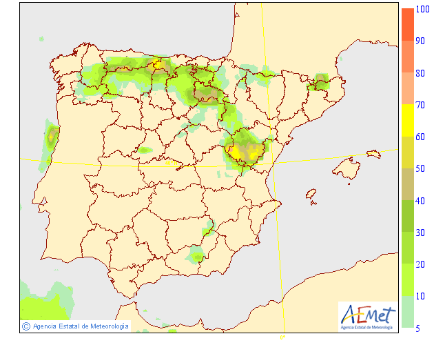 Probabilidad de precipitación según AEMET. 07 Meteosojuela La Rioja