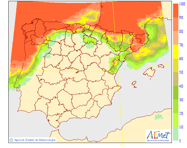 Probabilidad de precipitación según AEMET. 16 Meteosojuela La Rioja
