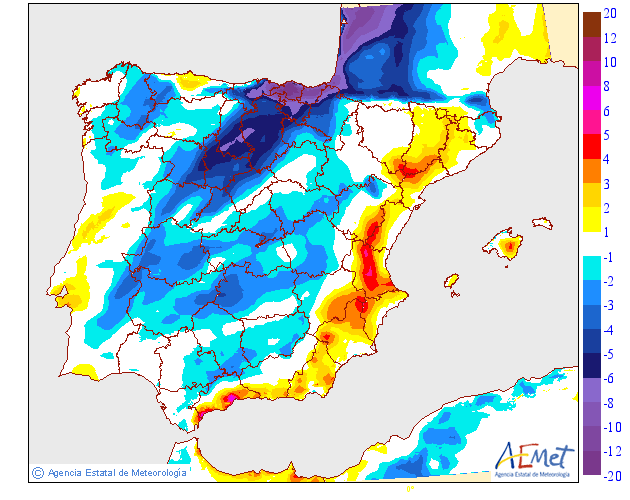Variación de temperaturas máximas AEMET. 20 Meteosojuela