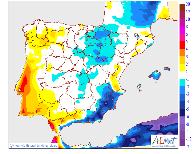 Variación de temperaturas máximas AEMET. 30 Meteosojuela