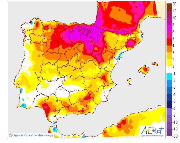 Variación de temperaturas máximas AEMET. 05 Meteosojuela