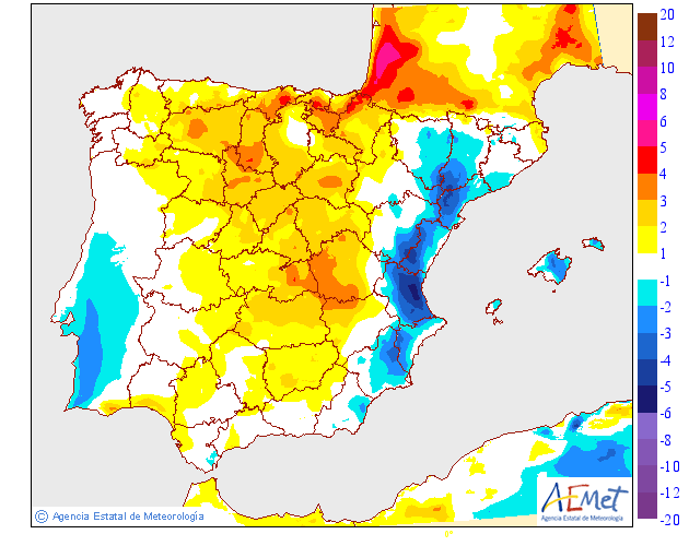 Variación de temperaturas máximas AEMET. 14 Meteosojuela