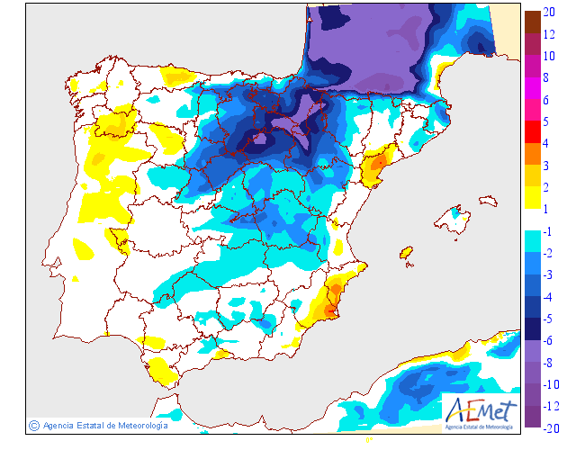Variación de temperaturas máximas AEMET. 16 Meteosojuela