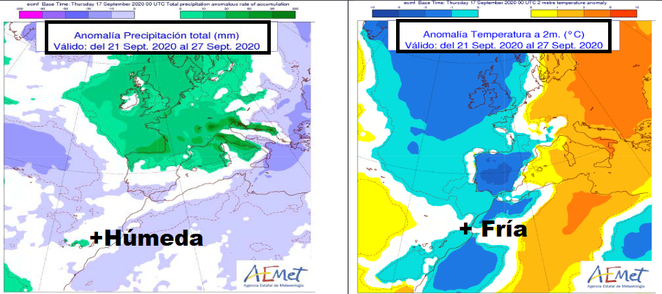 Anomalía de temperatura y precipitación AEMET. Meteosojuela