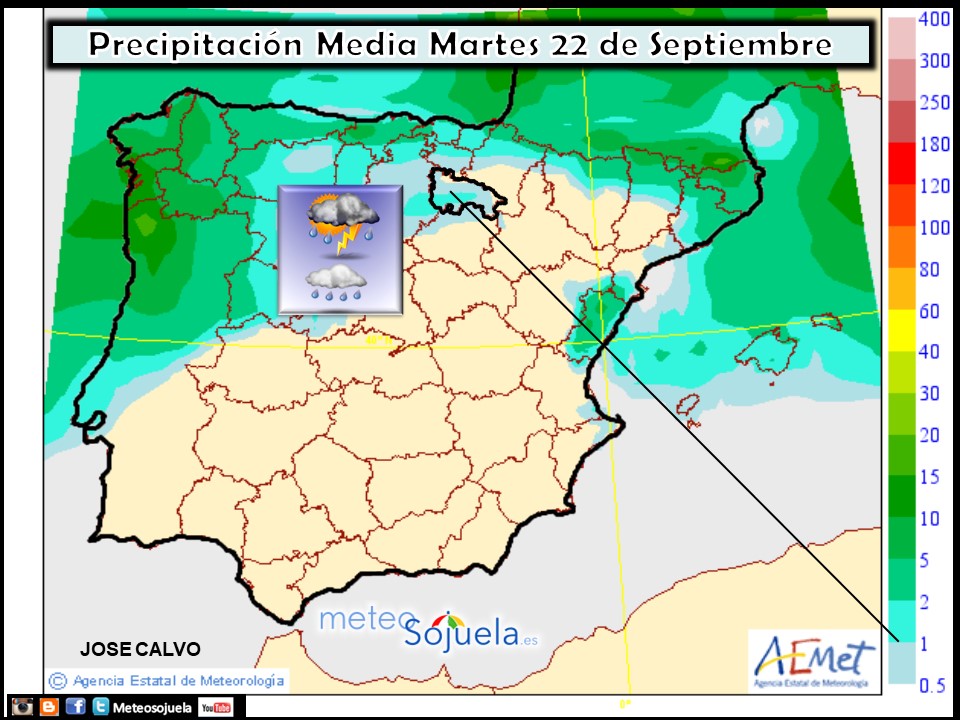 Precipitación Media según AEMET. Meteosojuela La Rioja