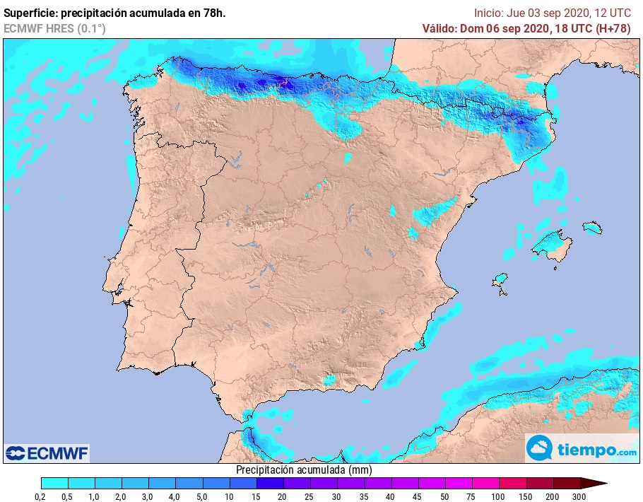 Precipitación acumulada ECMWF. Meteosojuela